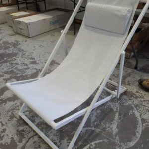 EX-HIRE WHITE LOW SLING CHAIR SOLD AS IS