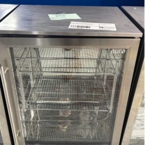SECOND HAND EURO EA60WFSX S/STEEL GLASS DOOR BEVERAGE FRIDGE WITH 3 MONTH BACK TO BASE WARRANTY