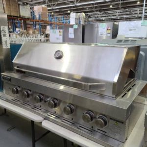 EX DISPLAY EAL1200RBQ 1200MM BUILT IN BBQ 6 BURNERS WITH BLUE LED KNOBS WITH 3 MONTH WARRANTY **LID SCRATCHEDSOLD AS IS**
