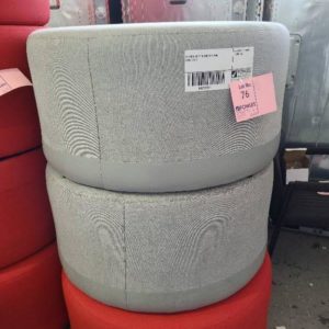 EX HIRE GREY ROUND OTTOMAN SOLD AS IS