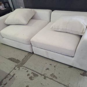 EX HIRE SECTIONAL 2 SEATER COUCH WHITE SOLD AS IS