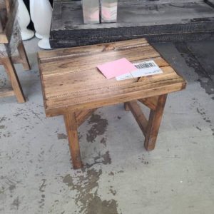 EX HIRE TIMBER SIDE TABLE SOLD AS IS