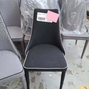 EX HIRE BLACK DINING CHAIR WITH WHITE TRIM SOLD AS IS