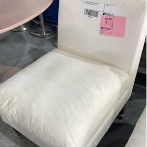 EX HIRE WHITE LINEN CHAIR WITH ROLLER LEGS SOLD AS IS