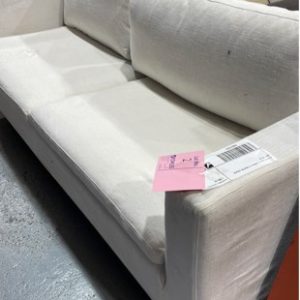 EX HIRE WHITE LINEN 2.5 SEATER COUCH SOLD AS IS