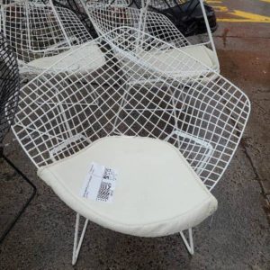 EX HIRE LARGE WHITE CURVED METAL CHAIR SOLD AS IS