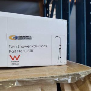FULL TWIN SHOWER SYSTEM RAIL WALL SHOWER HANDSET & HOSE BLACK G3
