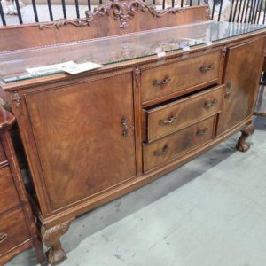 SECOND HAND ANTIQUE STYLE TIMBER LARGE SIDEBOARD SOLD AS IS