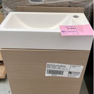 BRAND NEW WALL HUNG 450MM WIDE POWDER ROOM VANITY WITH MATCHING MIRROR - COLOUR - CEDAR *ONE BOX ON PICK UP* MODEL 1005045-C03