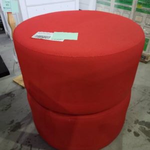 EX HIRE RED ROUND OTTOMAN SOLD AS IS