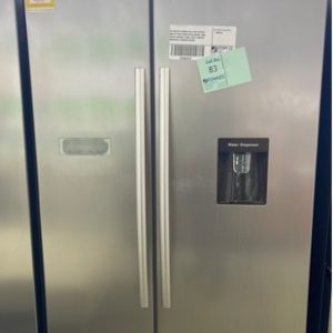 EX DISPLAY HISENSE 624 LITRE S/STEEL SIDE BY SIDE FRIDGE WITH WATER TANK TOUCH CONTROL PANEL WITH 6 MONTH WARRANTY HR6SBSTF624SW SKU 360026946