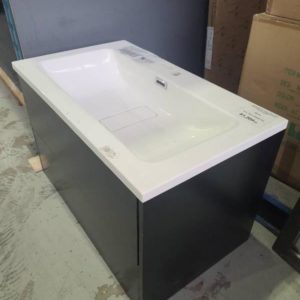 NEW 800MM WALL HUNG VANITY WITH VANITY TOP ONLY (NO MATCHING MIRROR) EBONY 1008080-C02