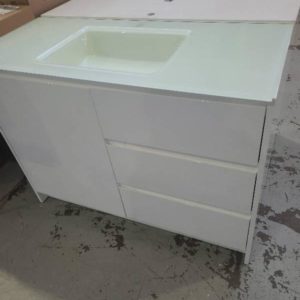 EX DISPLAY ENVY 1200MM VANITY WITH WHITE GLASS TOP PALLET 13