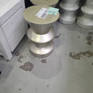 EX HIRE SILVER GLOSS SIDE TABLE SOLD AS IS