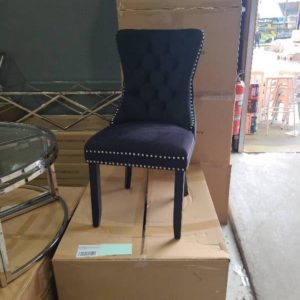 NEW ANTOINETTE BLACK DINING CHAIR WITH STUD DETAIL RING ON BACK OF CHAIR AU0998