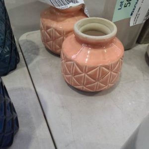 EX DISPLAY HOME - 2 X PEACH VASES SOLD AS IS