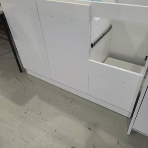 1200MM VANITY WITH MISSING DRAWER NO TOP SOLD AS IS