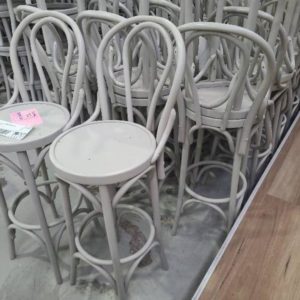 EX HIRE GREY TIMBER BAR STOOL SOLD AS IS