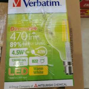 BOX OF 6PCS VERBATIM FILAMENT LED DIMMABLE G95 B22 4.5W