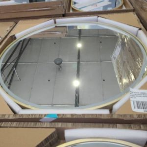 NEW SPHERE 800MM LED ROUND MIRROR WITH BRUSHED BRASS ALUMINIUM FRAME 810MM ROUND RRP$949 BOX S4