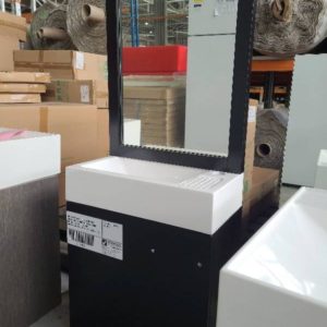 BRAND NEW WALL HUNG 450MM WIDE POWDER ROOM VANITY WITH MATCHING MIRROR - COLOUR - EBONY *ONE BOX ON PICK UP* MODEL 1005045-C02