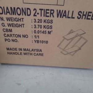 BRAND NEW DIAMOND 2 TIER WALL SHELF GREY COLOUR UF-HDS410-ON **1 BOX ON PICKUP**
