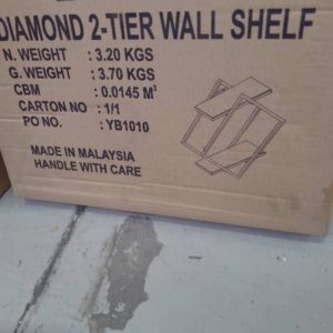 BRAND NEW DIAMOND 2 TIER WALL SHELF WHITE COLOUR UF-HDS410-ON **1 BOX ON PICKUP**