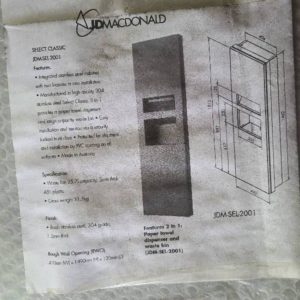 COMMERCIAL RECESSED MOUNT PAPER TOWEL DISPENSER JDM-SEL-2001