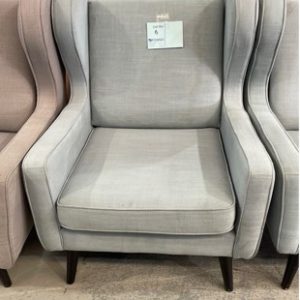 EX HIRE LIGHT BLUE MATERIAL ARM CHAIR SOLD AS IS
