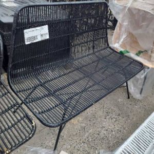 EX HIRE BLACK CANE OUTDOOR COUCH SOLD AS IS