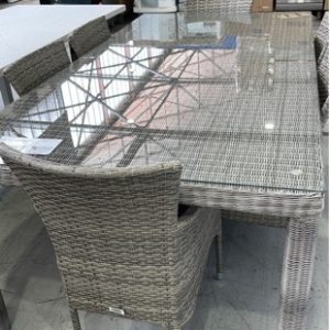 EX DISPLAY ODYEN DINING TABLE WITH 6 CAPRI CHAIRS EX662051 RRP$1599