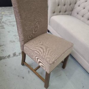 EX-DISPLAY HOME FURNITURE - OLIVE COLOUR FABRIC DINING CHAIR SOLD AS IS