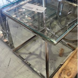 NEW GLASS & CHROME SIDE TABLE AU1131