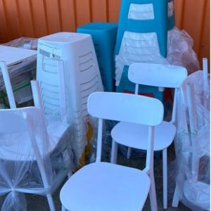 LOT OF ASSORTED EX HIRE STOOLS & CHAIRS SOLD AS IS