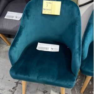 EX DISPLAY GREEN VELVET DINING CHAIR SOLD AS IS