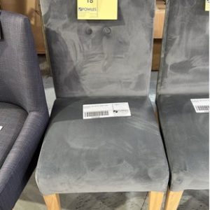 EX DISPLAY GREY VELVET DINING CHAIR SOLD AS IS
