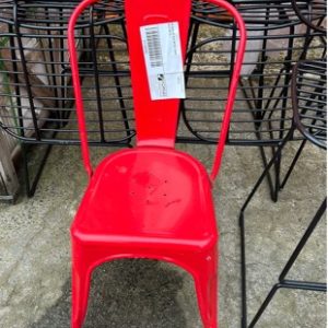 EX DISPLAY RED METAL CHAIR SOLD AS IS