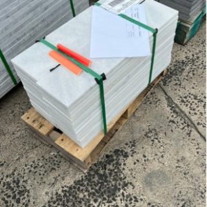PALLET OF WHITE SANDBLASTED MARBLE COPING/STAIR TREADS QTY 30 PIECES 600MM X 150MM X 20MM NOV2-11