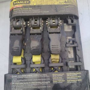 WAREHOUSE CLEAROUT - STANLEY RATCHET TIE DOWN SET SOLD AS IS