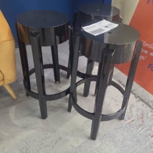SAMPLE FURNITURE - LOT OF 3 BLACK ACRYLIC BAR STOOLS SOLD AS IS