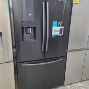 EX-DISPLAY HISENSE 577L BLACK FRENCH DOOR FRIDGE WITH NON PLUMBED WATER DISPENSER HRFD577B WITH 6 MONTHS WARRANTY 360028559