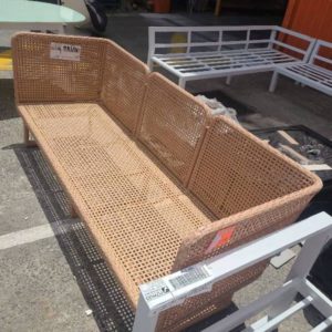 EX-HIRE 3 SEAT RATTAN BENCH SEAT WITH NO CUSHIONS SOLD AS IS
