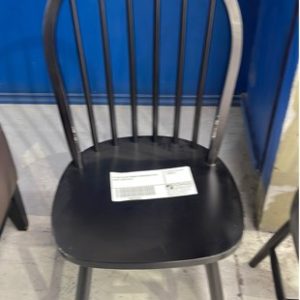 EX HIRE BLACK TIMBER FARMHOUSE STYLE CHAIR SOLD AS IS