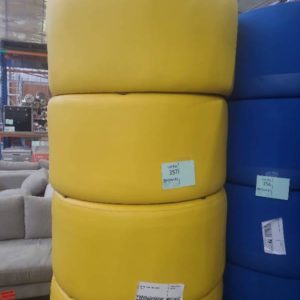 EX HIRE YELLOW OTTOMAN ROUND SOLD AS IS