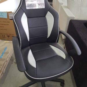 SAMPLE CHAIR - STUDENT GAMING CHAIR BLACK/WHITE SEAT HEIGHT ADJUSTABLE WEIGHT CAPACITY 80KG RRP$119