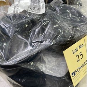 BAG OF NEW CERAMIC BLACK DINING PLATES SOLD AS IS