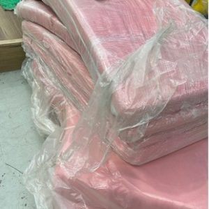LARGE LOT OF ASSORTED PINK BENCH SEAT PADS/CUSHIONS SOLD AS IS DIFFERENT SIZES ETC