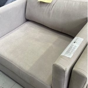 EX HIRE CREAM MATERIAL ARM CHAIR SOLD AS IS