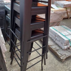 EX HIRE BLACK METAL BAR STOOLS SOLD AS IS