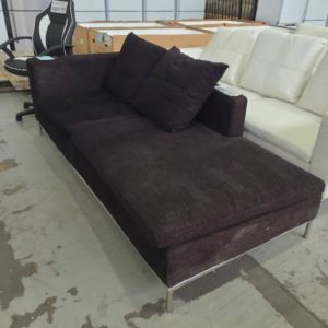 EX HIRE BLACK MATERIAL CORNER LOUNGE SOLD AS IS
